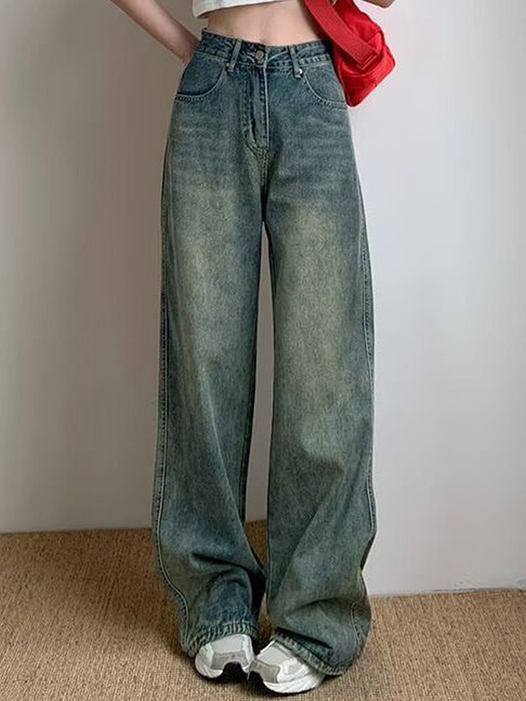 

StyleCast Women Wide Leg High-Rise Heavy Fade Denim Jeans, Blue