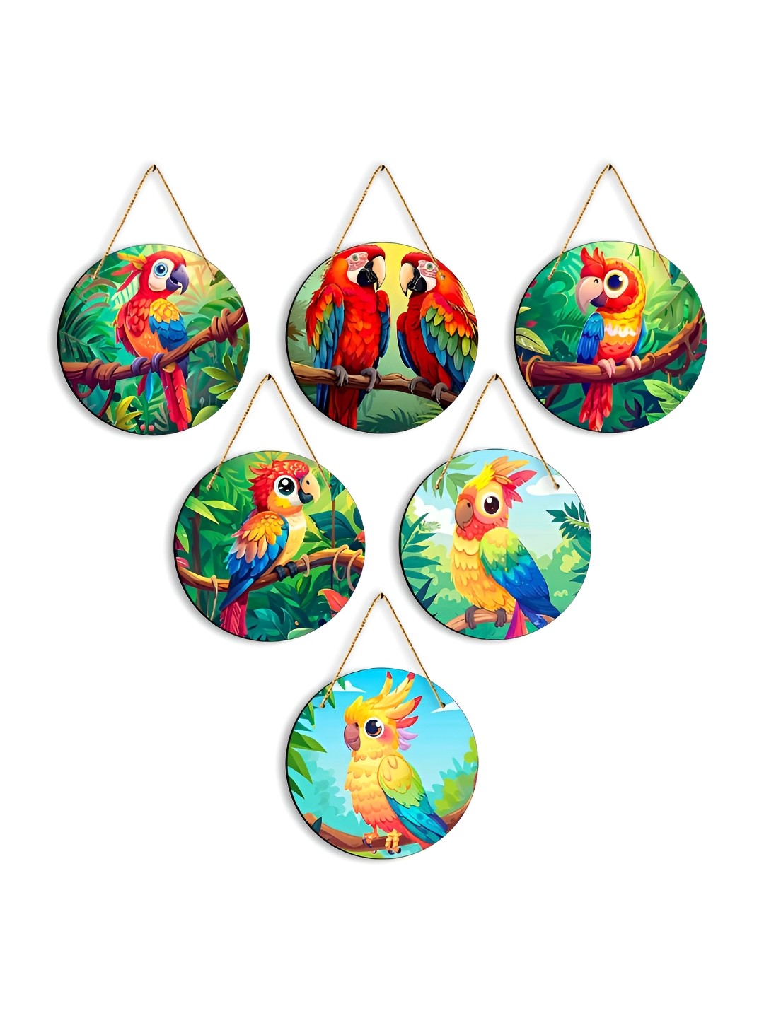 

CLAWCRAFTS Green & Red 6 Pieces Wood Wall Hangings