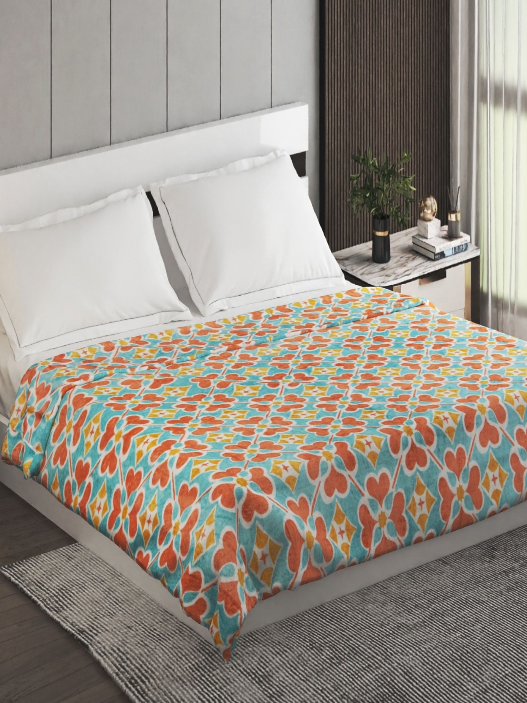 

Home Centre Rhapsody Red & Blue Ethnic Motifs 150 GSM Mild Winter Double Bed Blanket