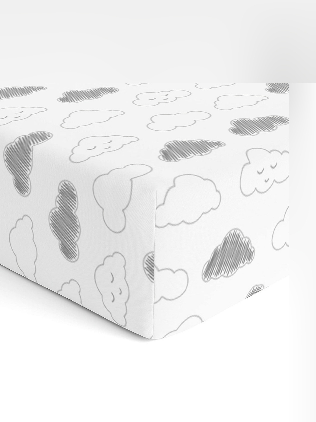 

The White Cradle White & Grey Geometric Printed Cotton Fitted 120 TC Crib Sheet