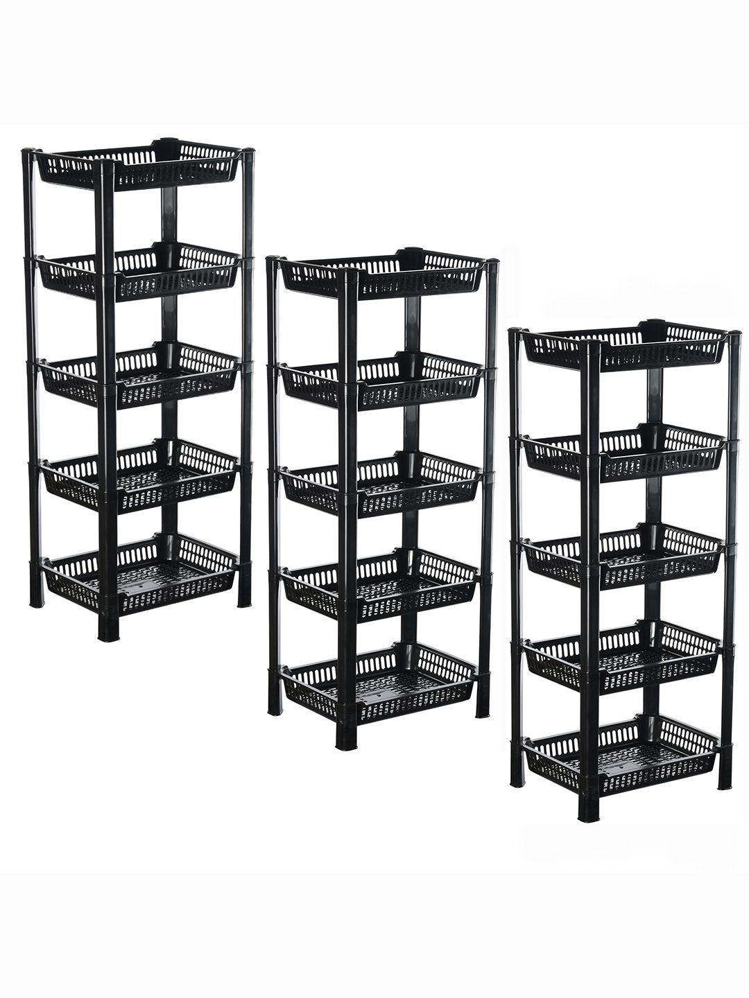 

Kuber Industries Black 3 Pieces Long Lasting 5 Tier Kitchen Organisers
