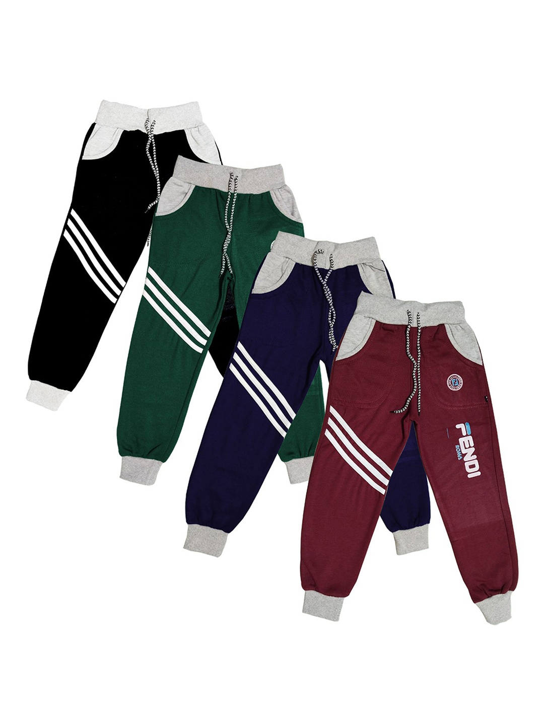 

BAESD Boys Pack Of 4 Drawstring Printed Joggers, Black