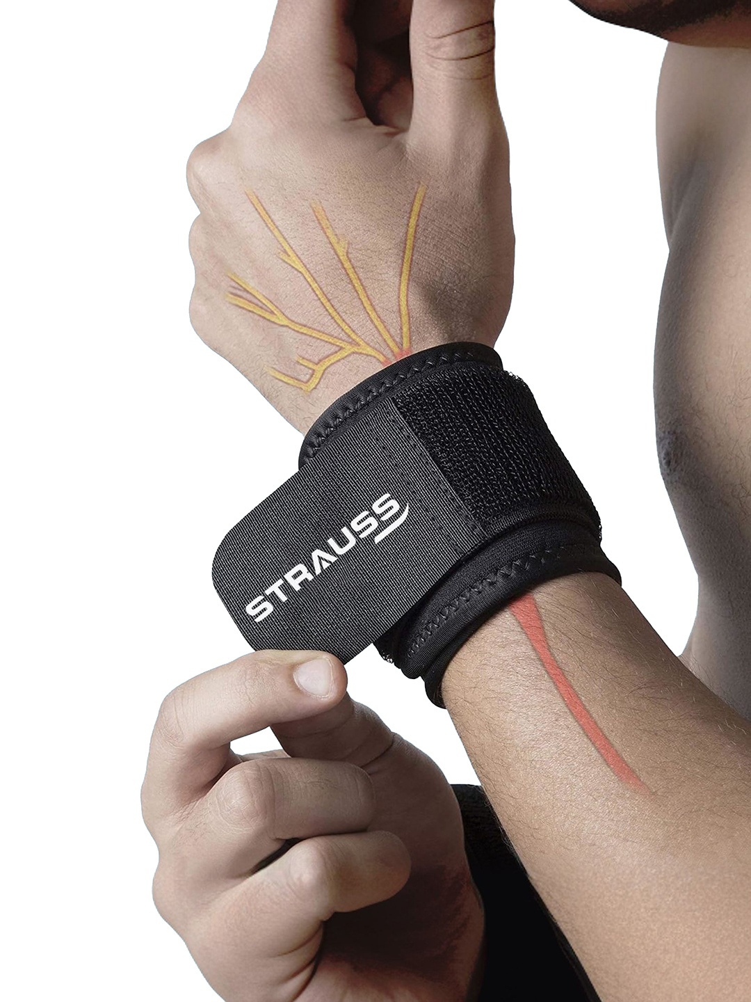 

STRAUSS Wrist Support For Gym & Other Sports, Black