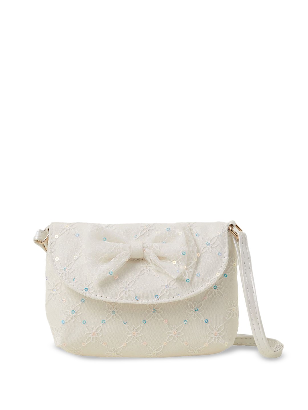 

Accessorize Printed PU Structured Sling Bag with Bow Detail, White