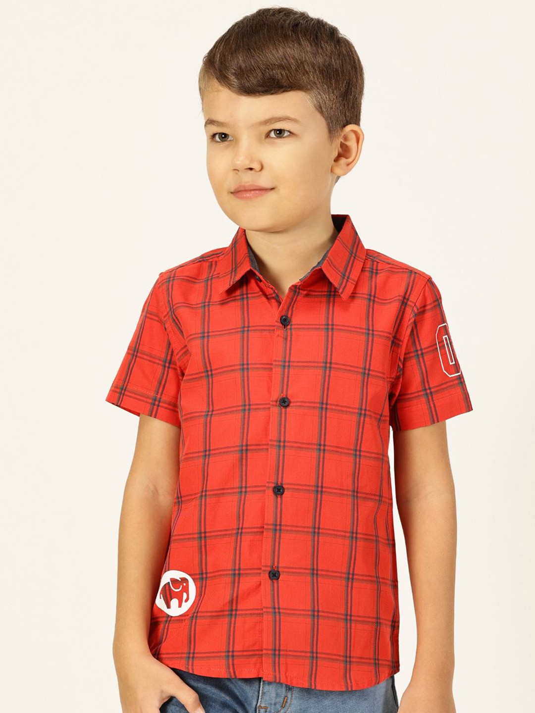 

Killer Boys Premium Windowpane Checks Opaque Checked Casual Shirt, Red