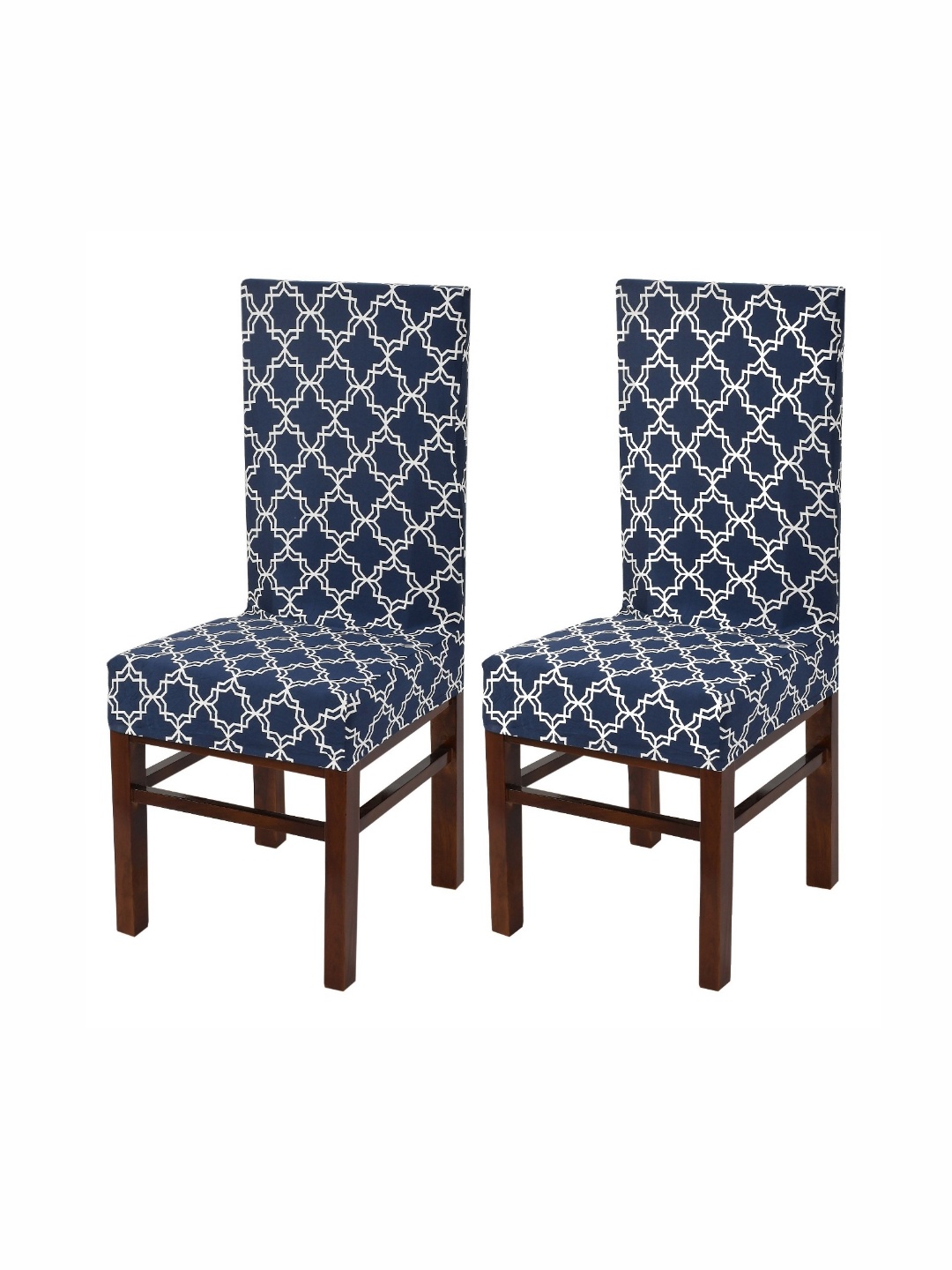 

Yellow Weaves Blue & White 2 Pieces Geometric Printed Stretchable Chair Covers