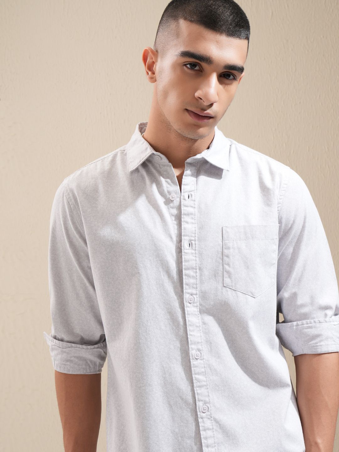

Highlander Men Printed Casual Shirt, Grey