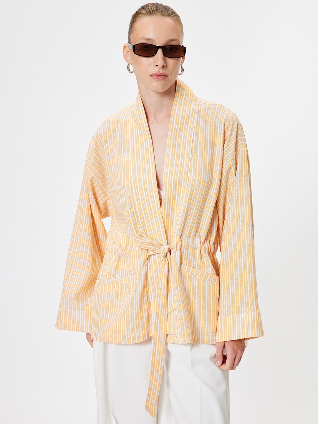 

Koton Women Striped Long Sleeves Robe, Yellow