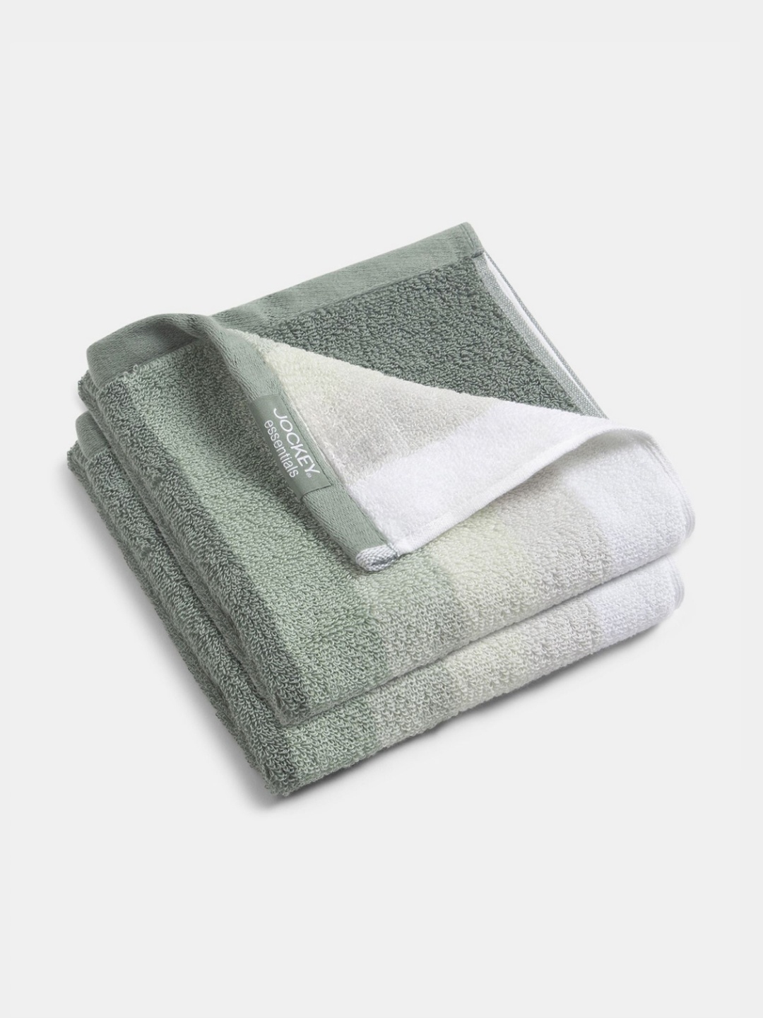 

Jockey Pack Of 2 Cotton Terry Ultrasoft and Durable Striped Hand Towel -T205, Green