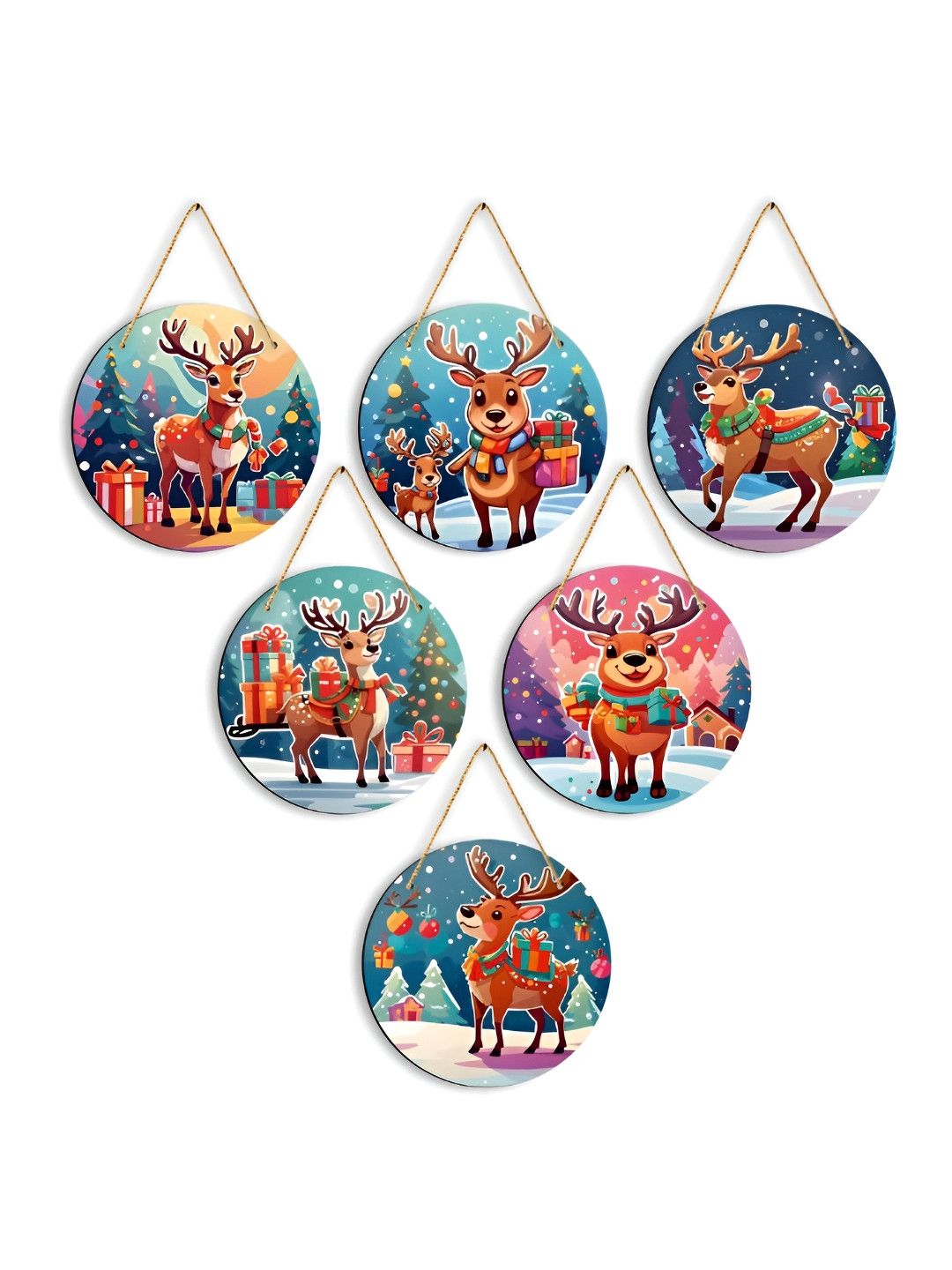 

CLAWCRAFTS Green & Blue 6 Pieces Wood Wall Hangings