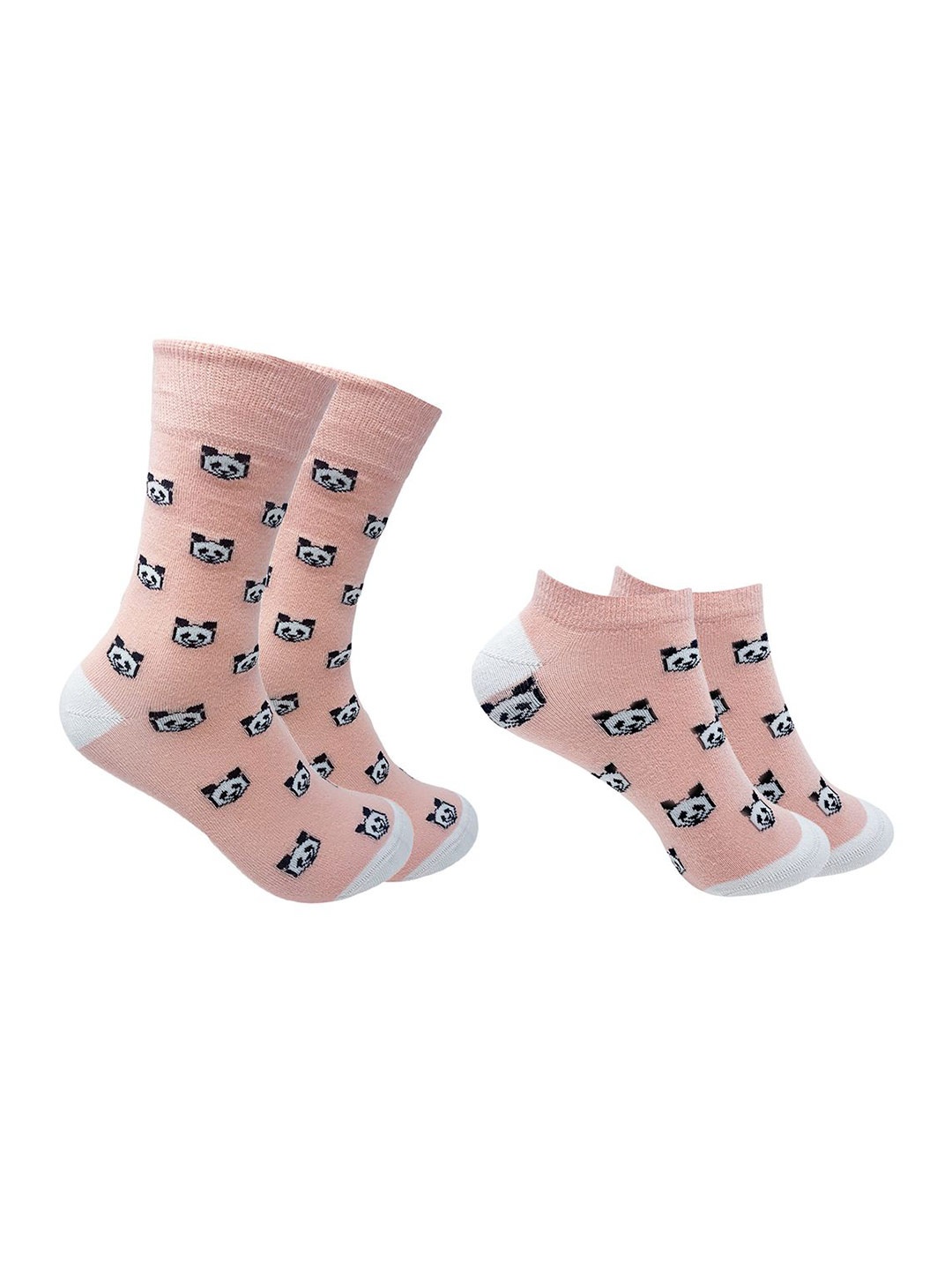 

Mint & Oak Unisex Pack Of 2 Panda Printed Anti-bacterial Calf-Length & Ankle Length Socks, Pink