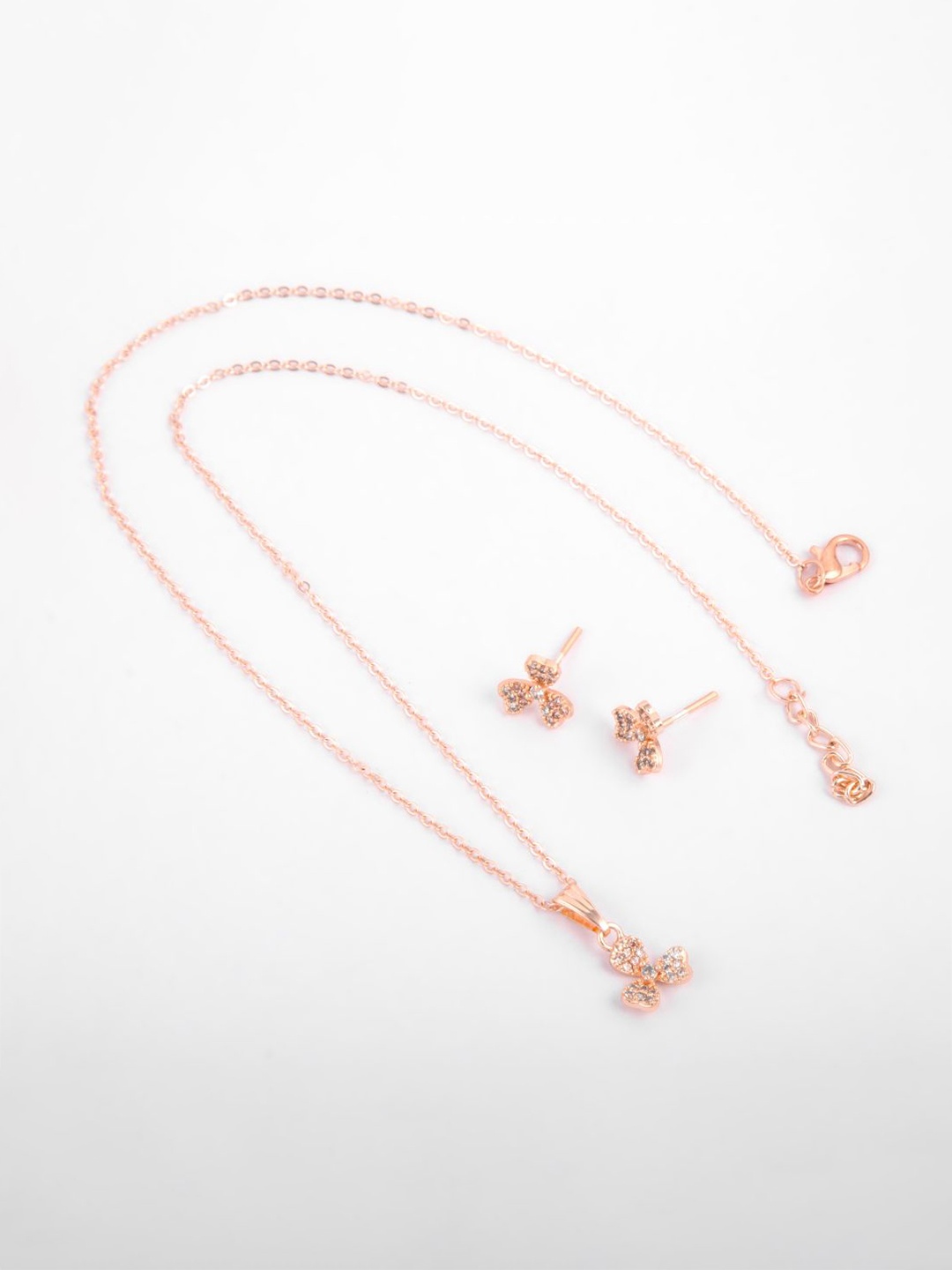 

Kord Store Rose Gold Plated American Diamond Studded Jewellery Set