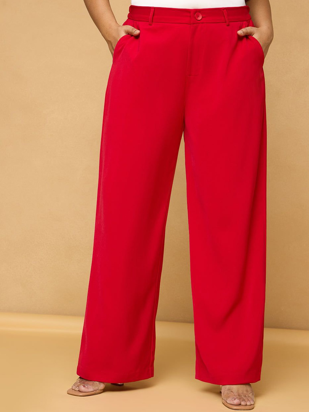 

FREAKINS Curve Bright Red Classic Korean Pants