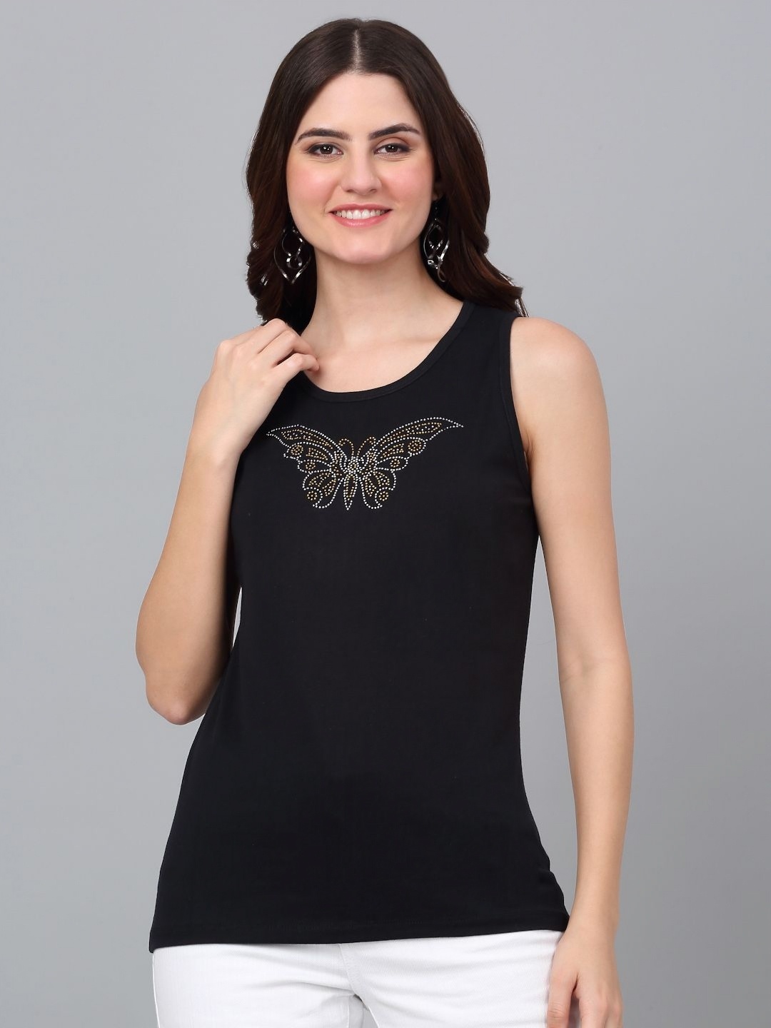 

Dressitude Women Solid Scoop Neck Pure Cotton T-Shirt, Black