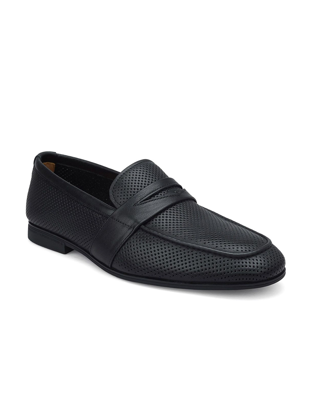 

ROSSO BRUNELLO Men Leather Formal Slip-On Loafers, Black