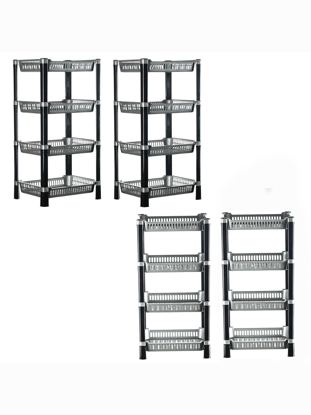 

Kuber Industries Silver Toned 4 Pieces Long Lasting 4 Tier Kitchen Organisers