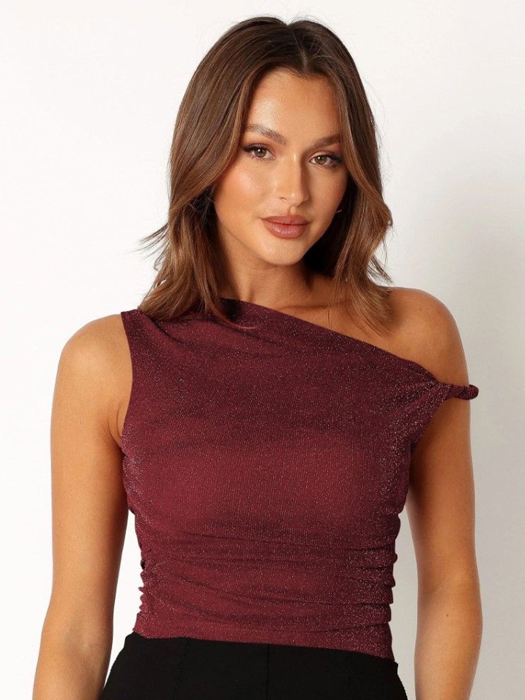 

StyleCast Women Solid Off-Shoulder Top, Maroon