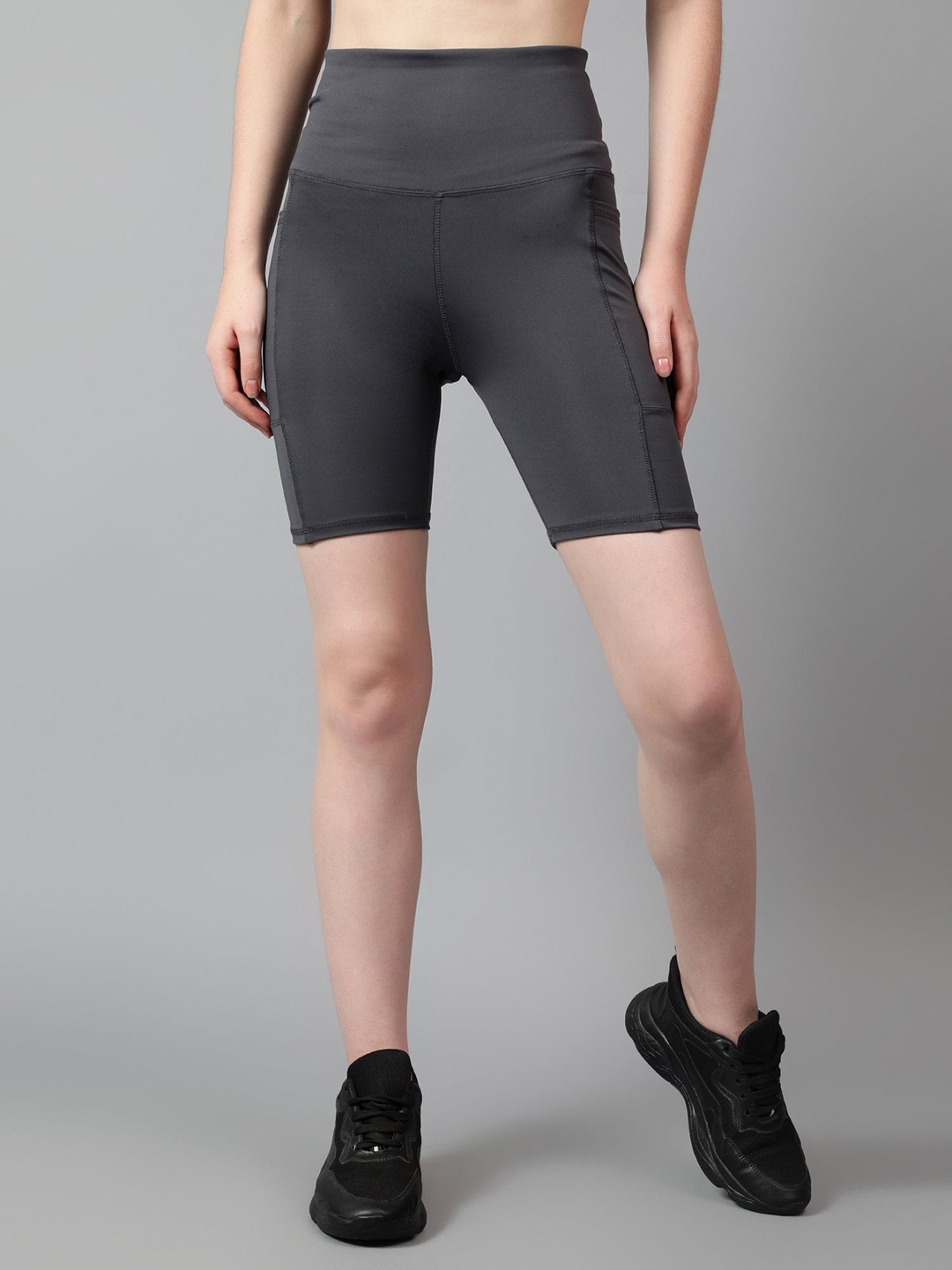 

COSVOS Women Rapid Dry High Rise Knee-Length Gym Tights, Grey