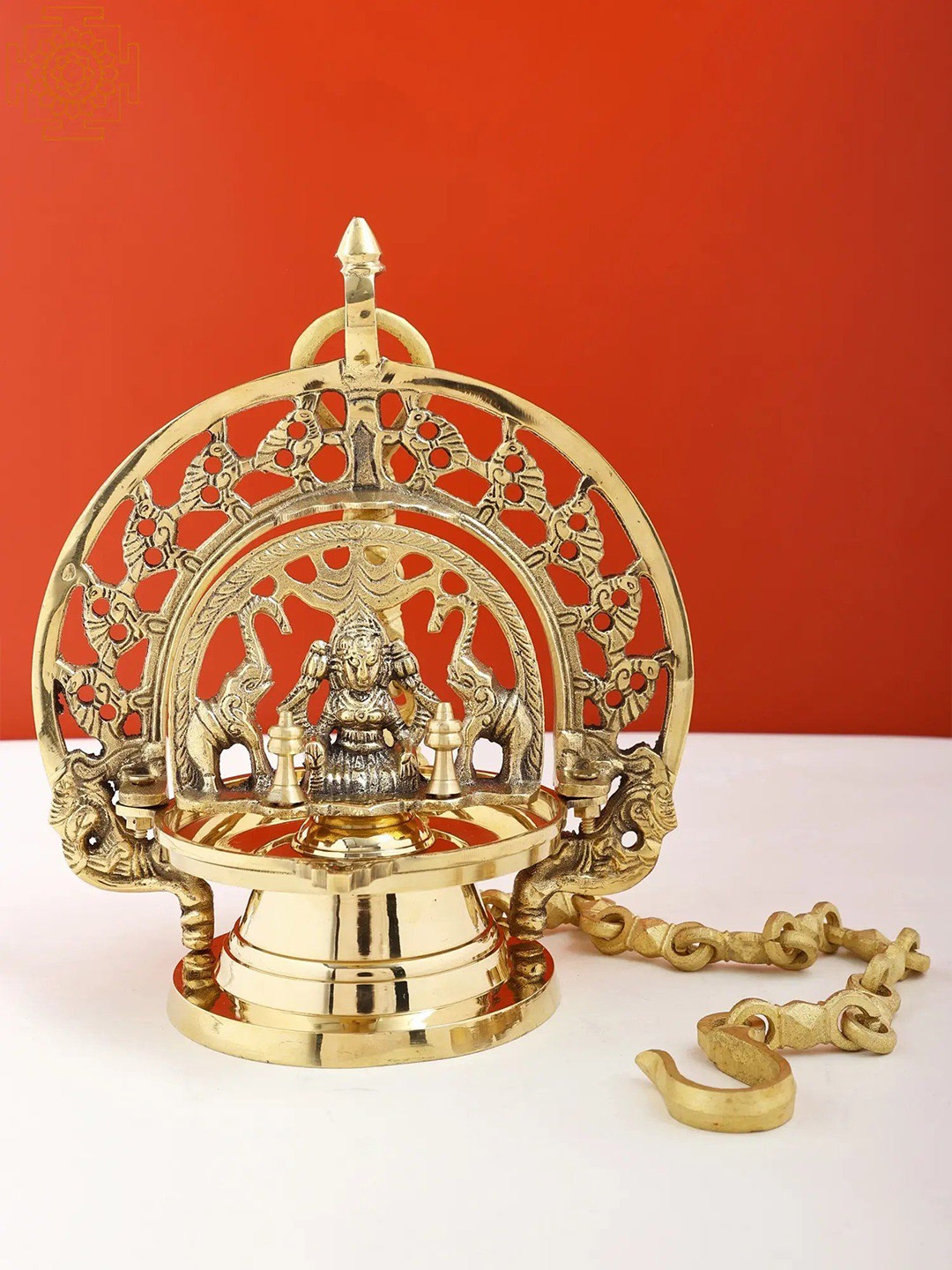 

Exotic India Gold-Toned Brass Gajalakshmi Oil Lamp