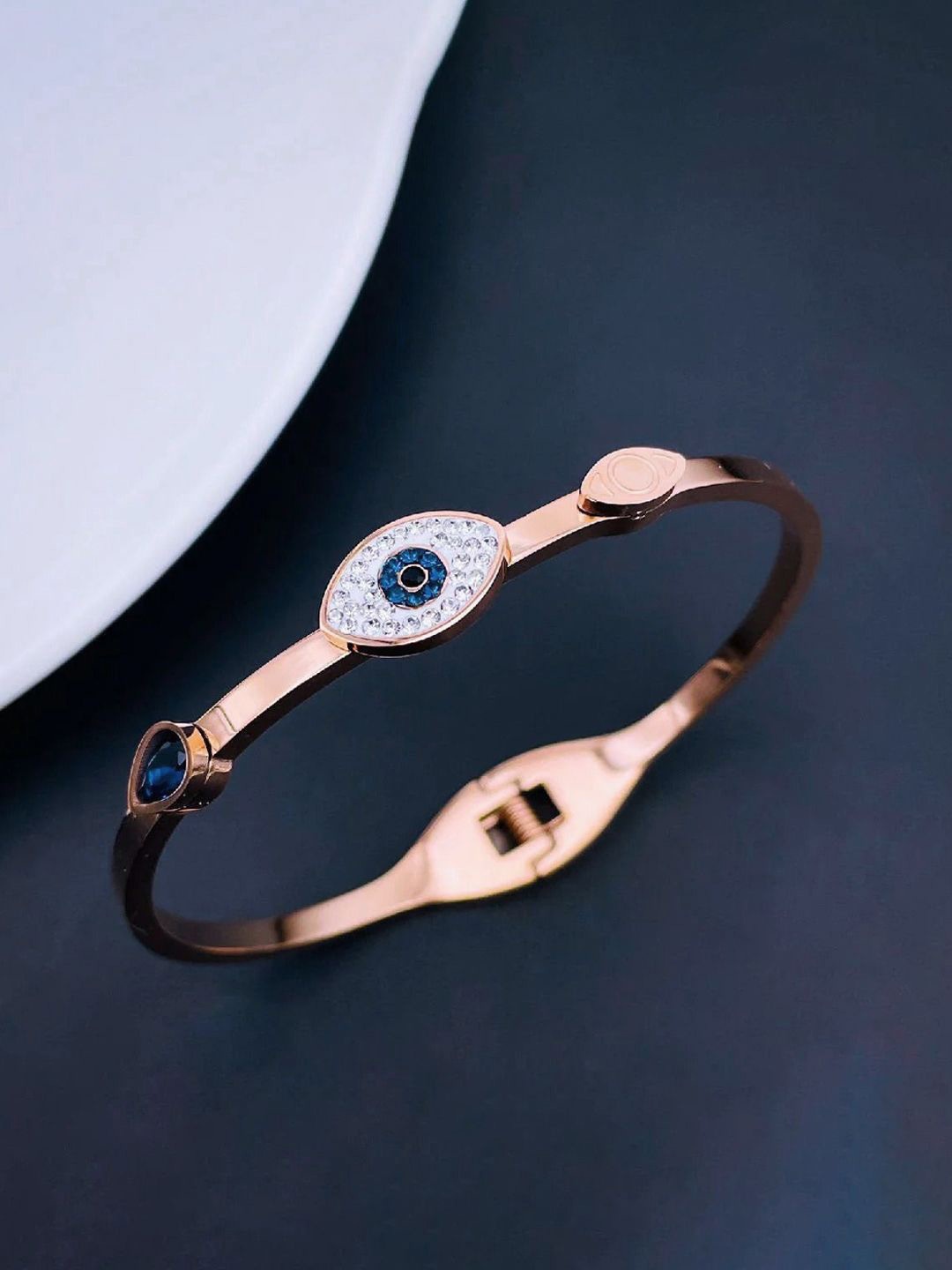 

Designs & You Rose Gold-Plated American Diamond Bangle-Style Bracelet
