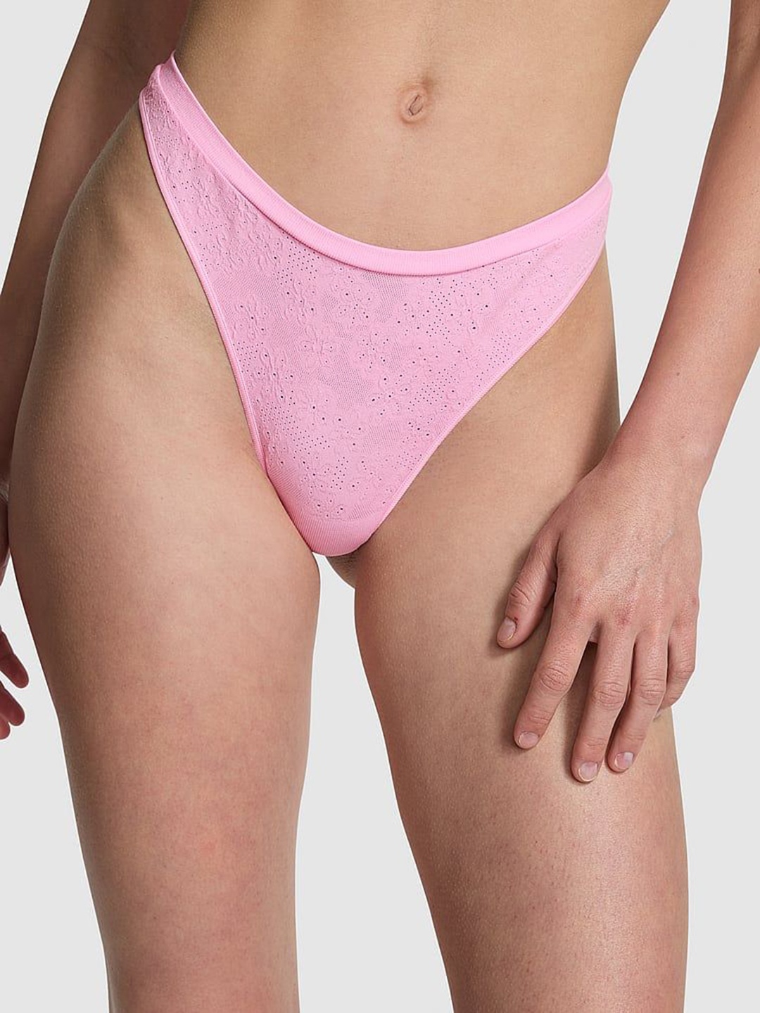 

Victoria's Secret Women PINK Seamless High-Leg Thong Panty Briefs