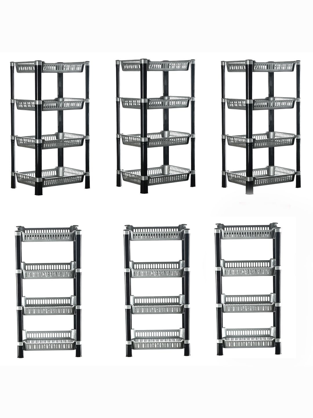 

Kuber Industries Silver Toned & Black 6 Pieces Kitchen Multi-Utility Organiser