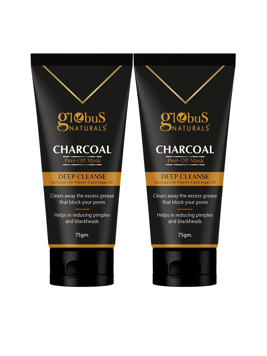 

Globus naturals Charcoal Set Of 2 Peel Off Mask For Deep Cleanse With Vitamin E-75g Each, Black