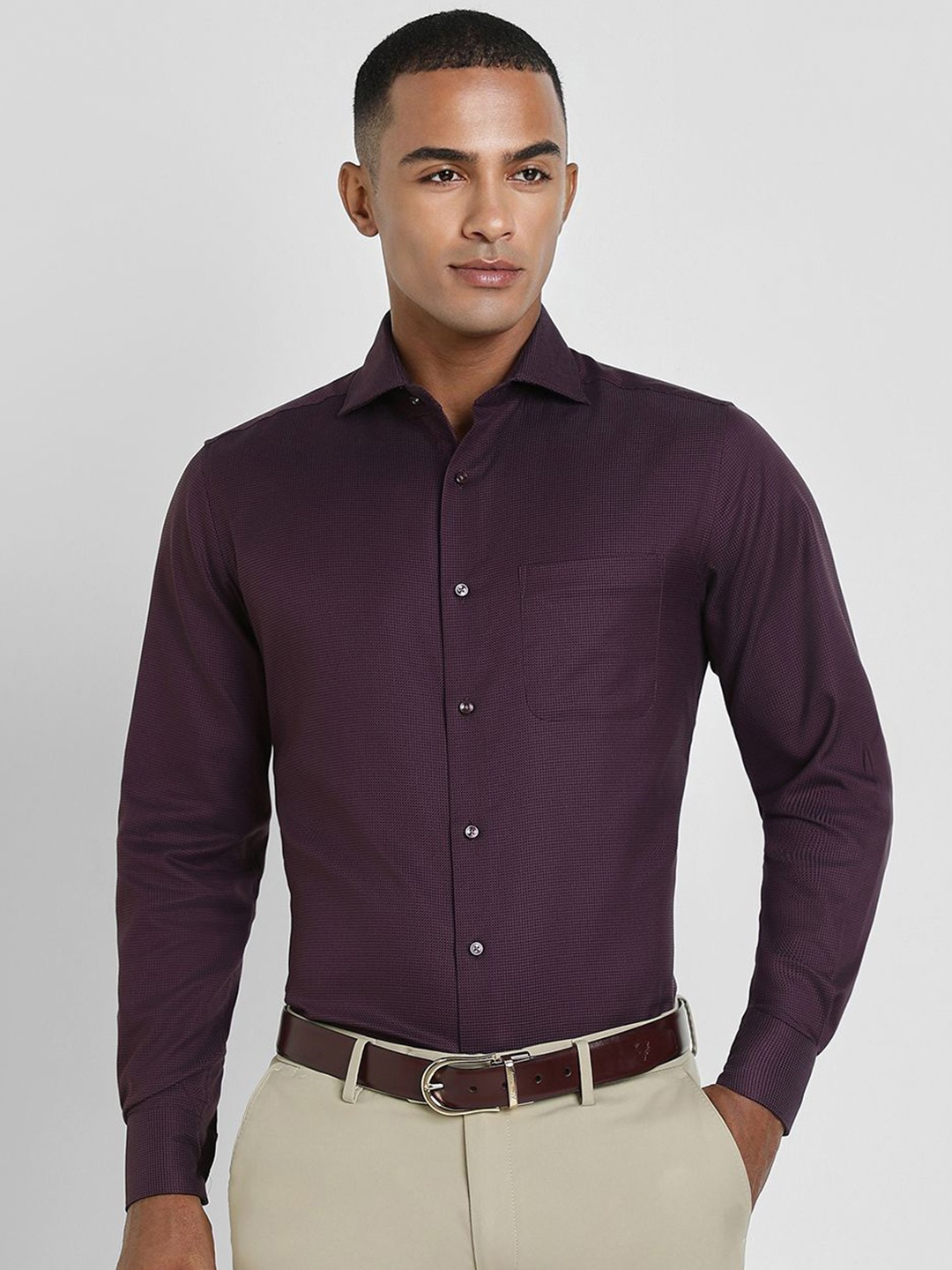 

Allen Solly Sport Men Spread Collar Solid Cotton Formal Shirt, Purple