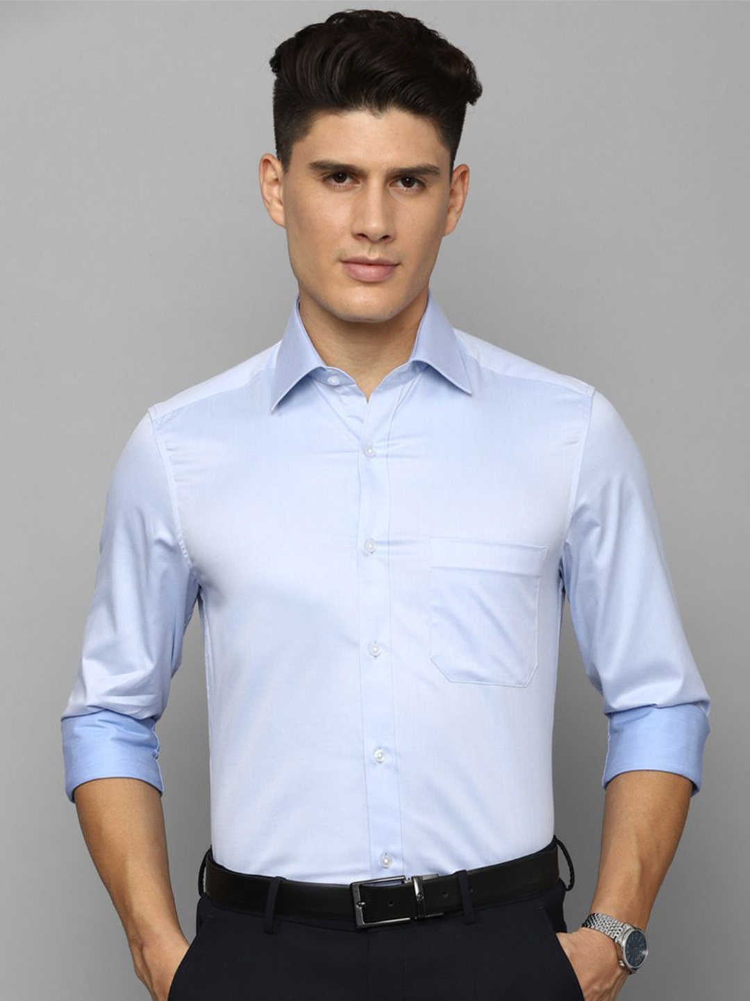 

Louis Philippe Men Spread Collar Micro Ditsy Printed Cotton Formal Shirt, Blue