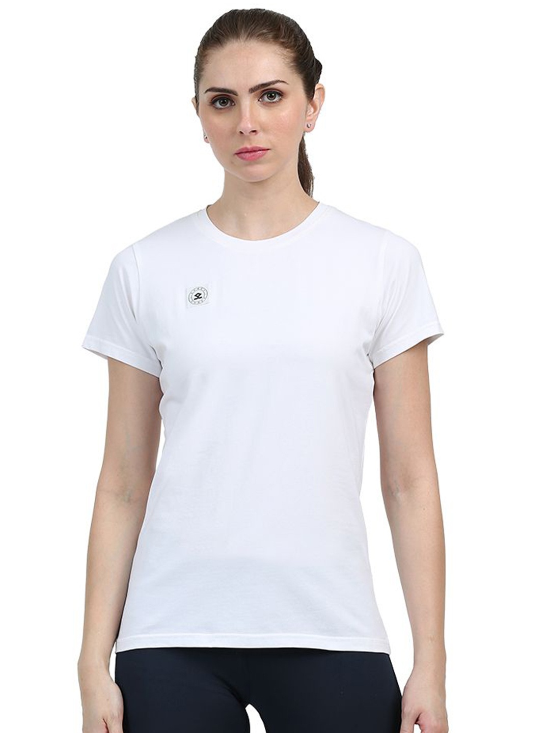 

Shrey Women Solid Round Neck T-Shirt, White