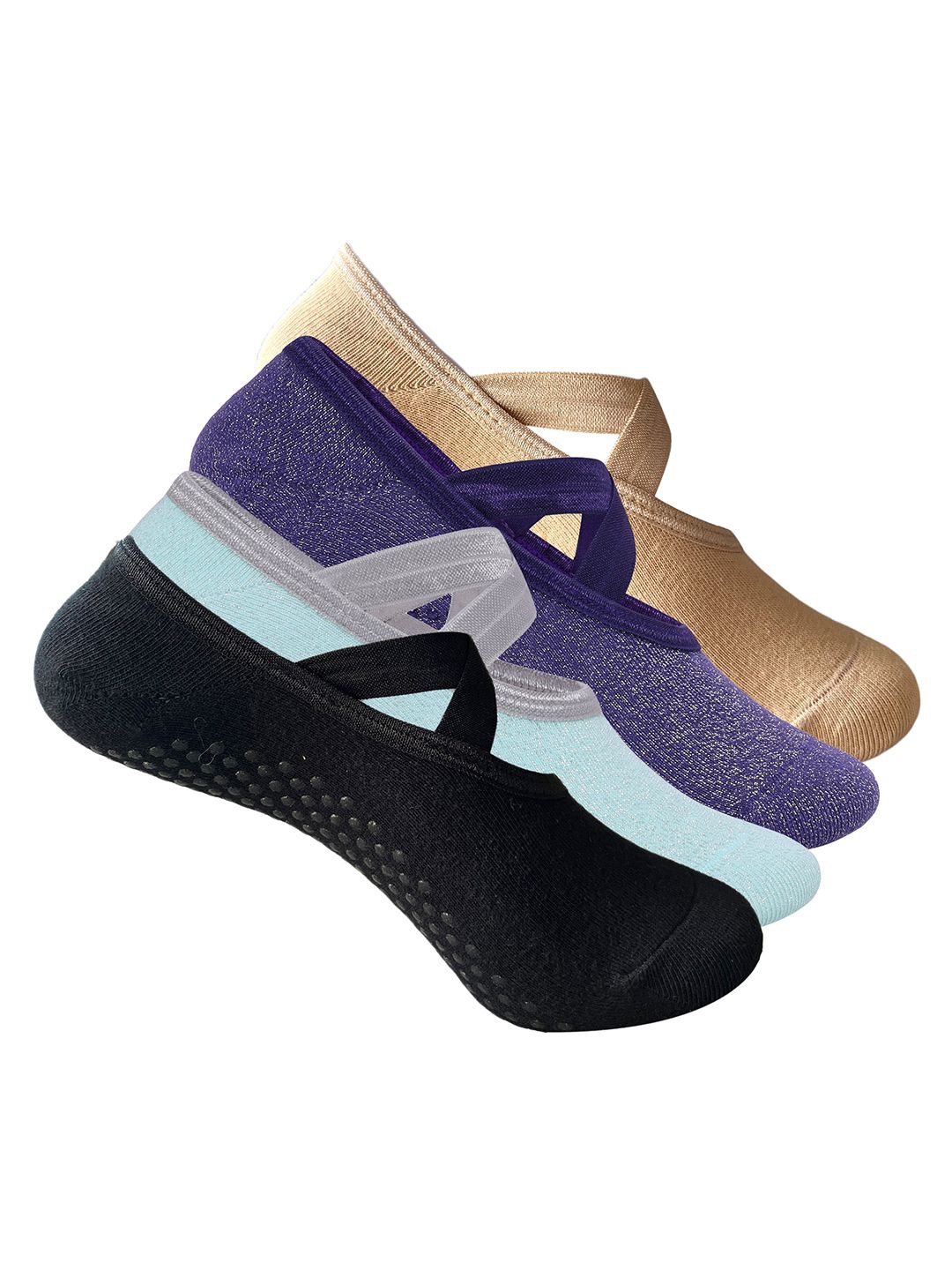 

Mint & Oak Women Set Of 4 Pilates Pro Socks, Black