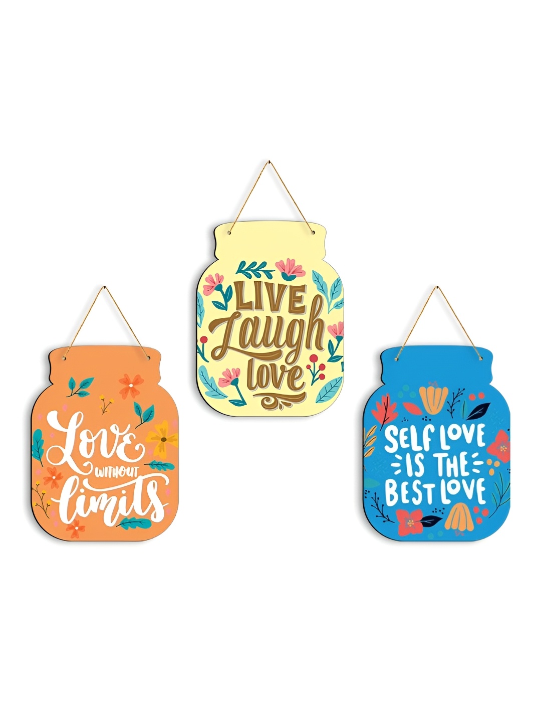 

CLAWCRAFTS Orange Colored & Yellow 3 Pieces Printed Wall Hangings