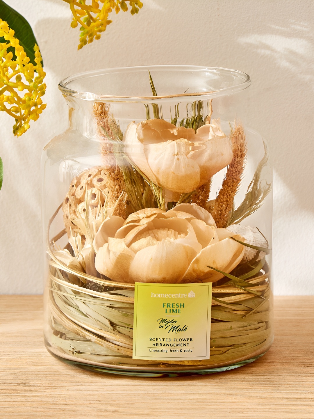 

Home Centre Redolence Mojitos In Male Transparent & Beige Fresh Lime Jar Potpourri