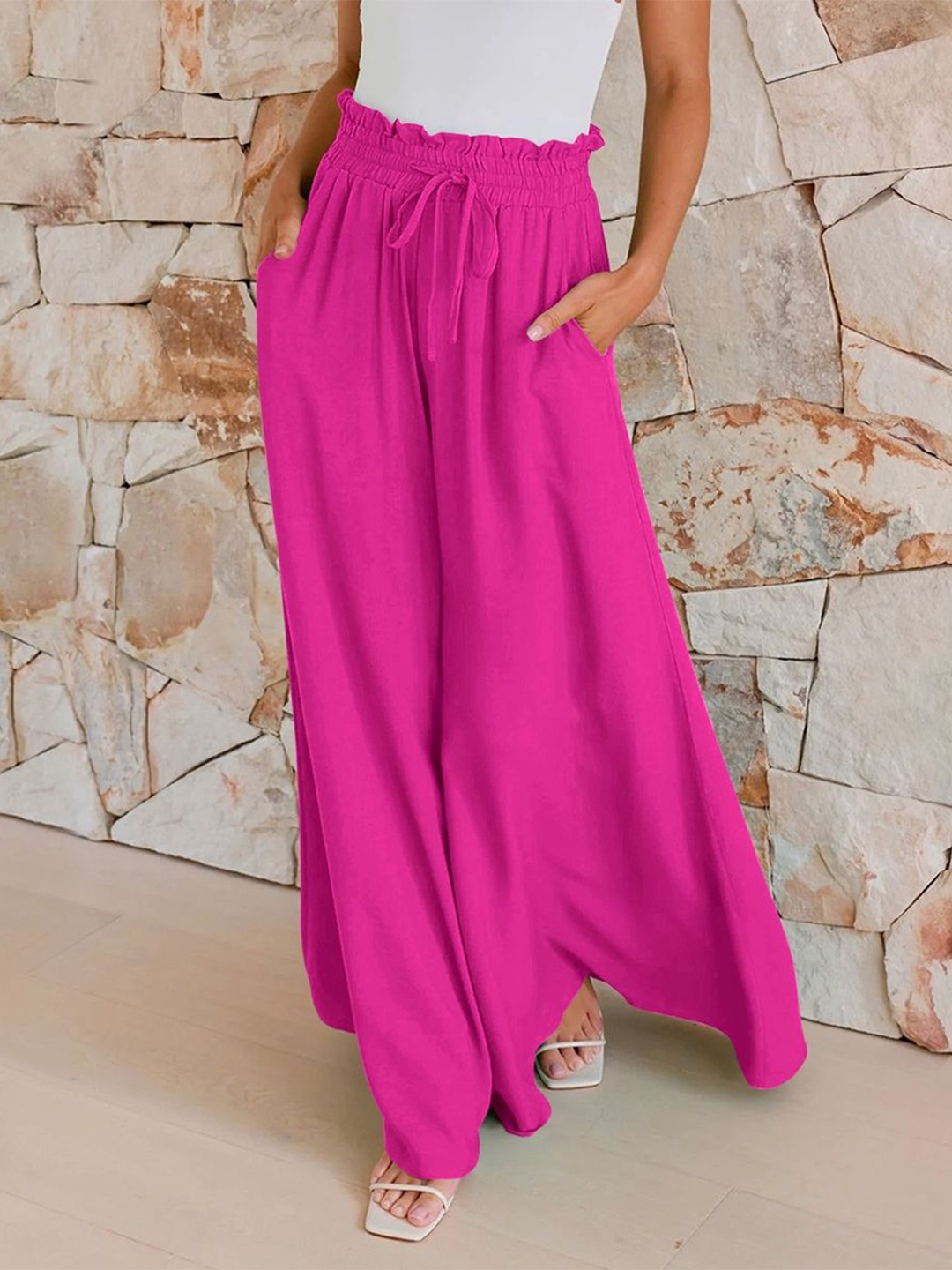 

StyleCast Women Wide Leg Loose Fit Flared Palazzos, Rose