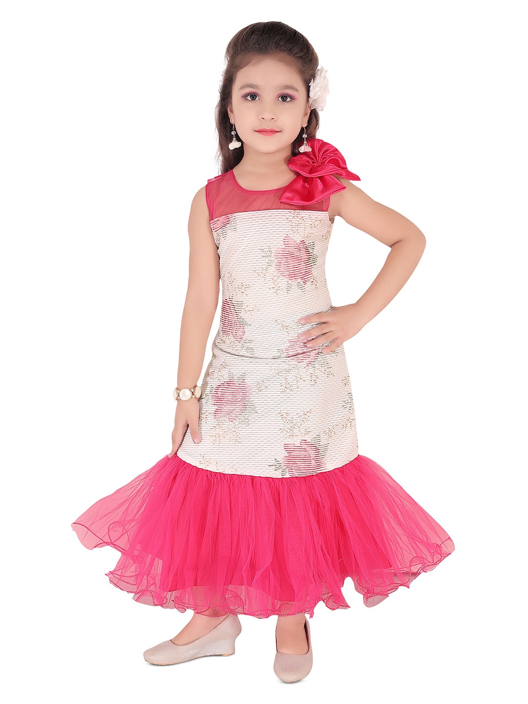 

BAESD Girls Embellished Fit & Flare Maxi Dress, Pink