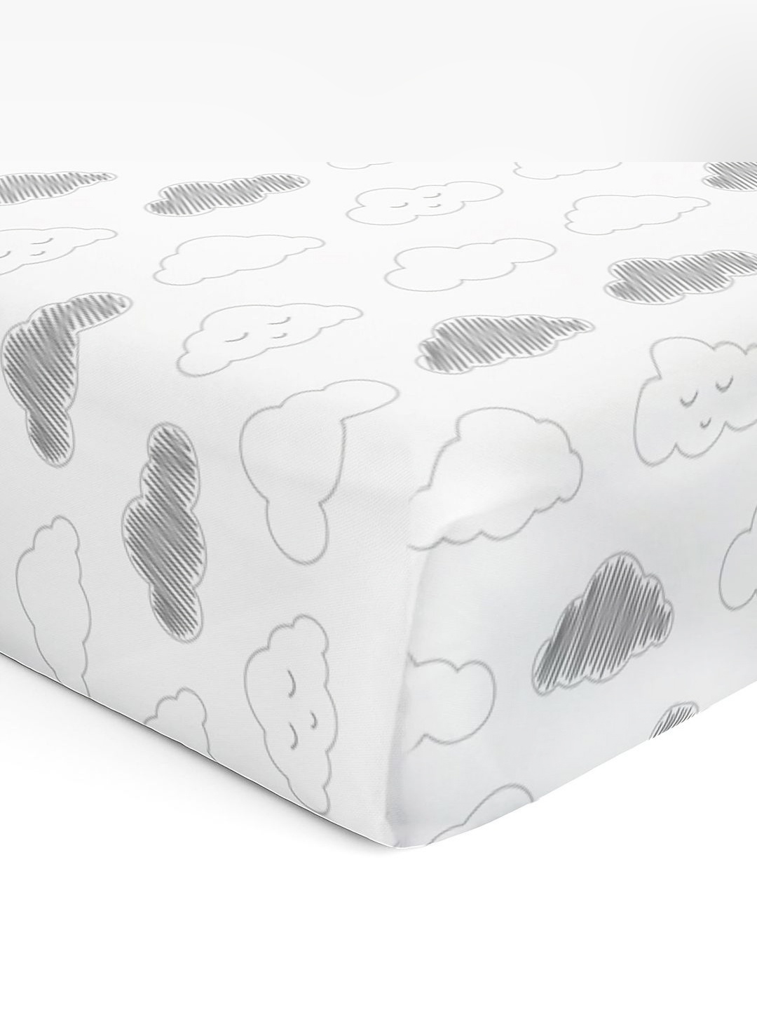 

The White Cradle White & Grey Geometric Cotton 120 TC Crib Bedsheet