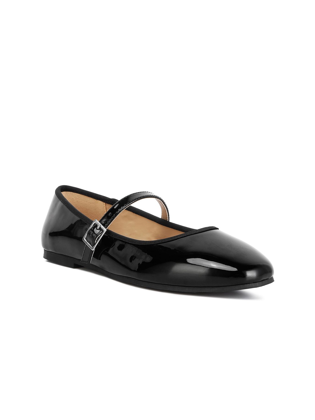 

London Rag Women Leather Monks Ballerinas, Black