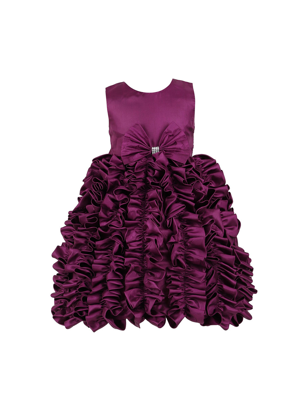 

FAIRY DOLLS Girls Bow Detailed Gathered Fit & Flare Dress, Purple