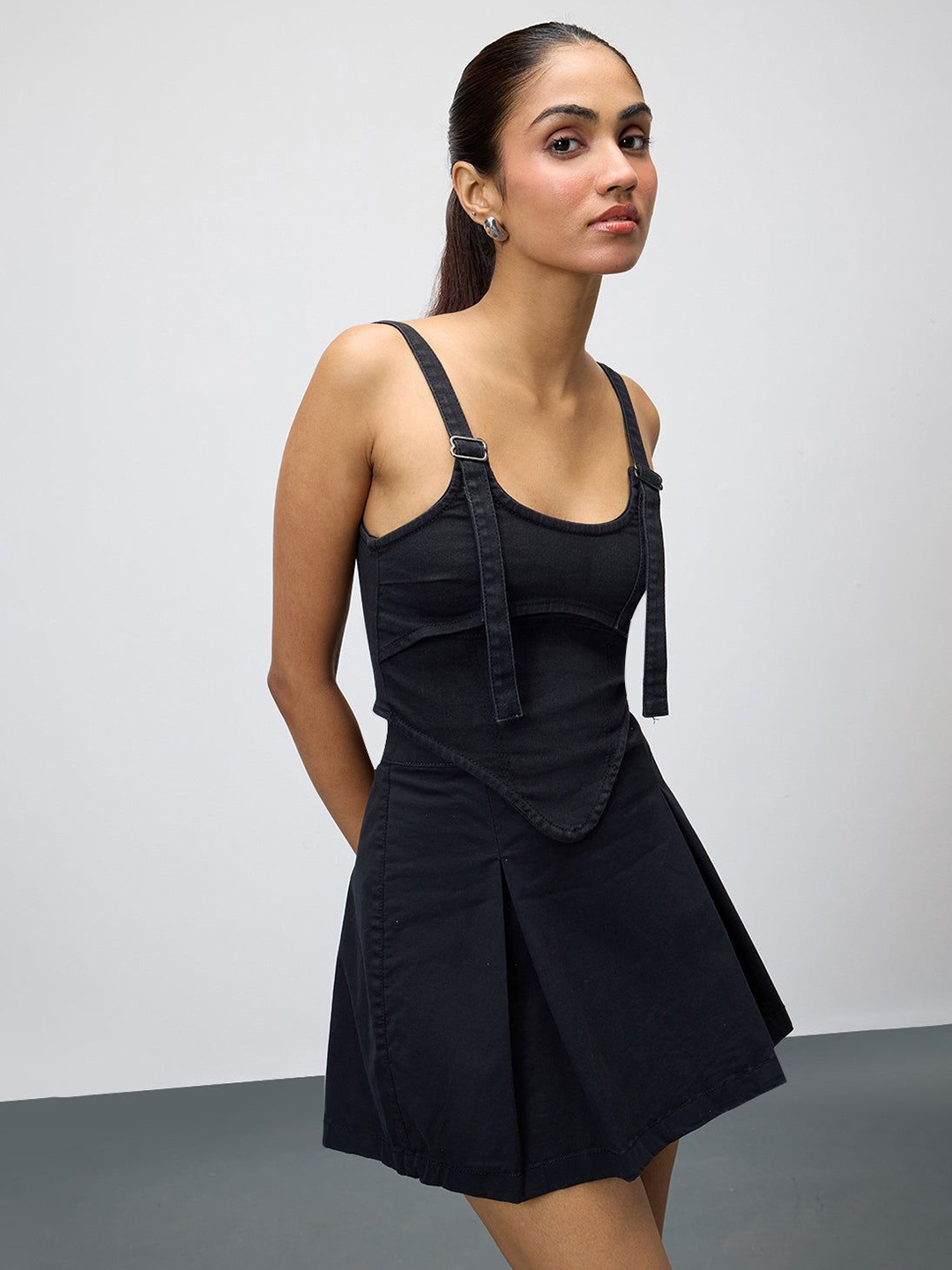 

FREAKINS Cotton Denim Top, Black