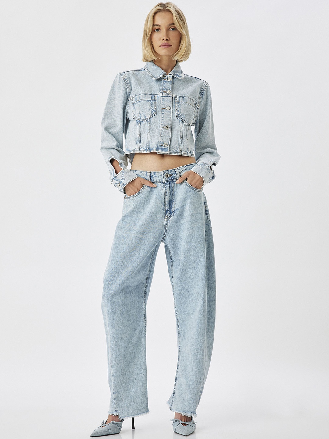 

Koton Women High-Rise Trousers, Blue