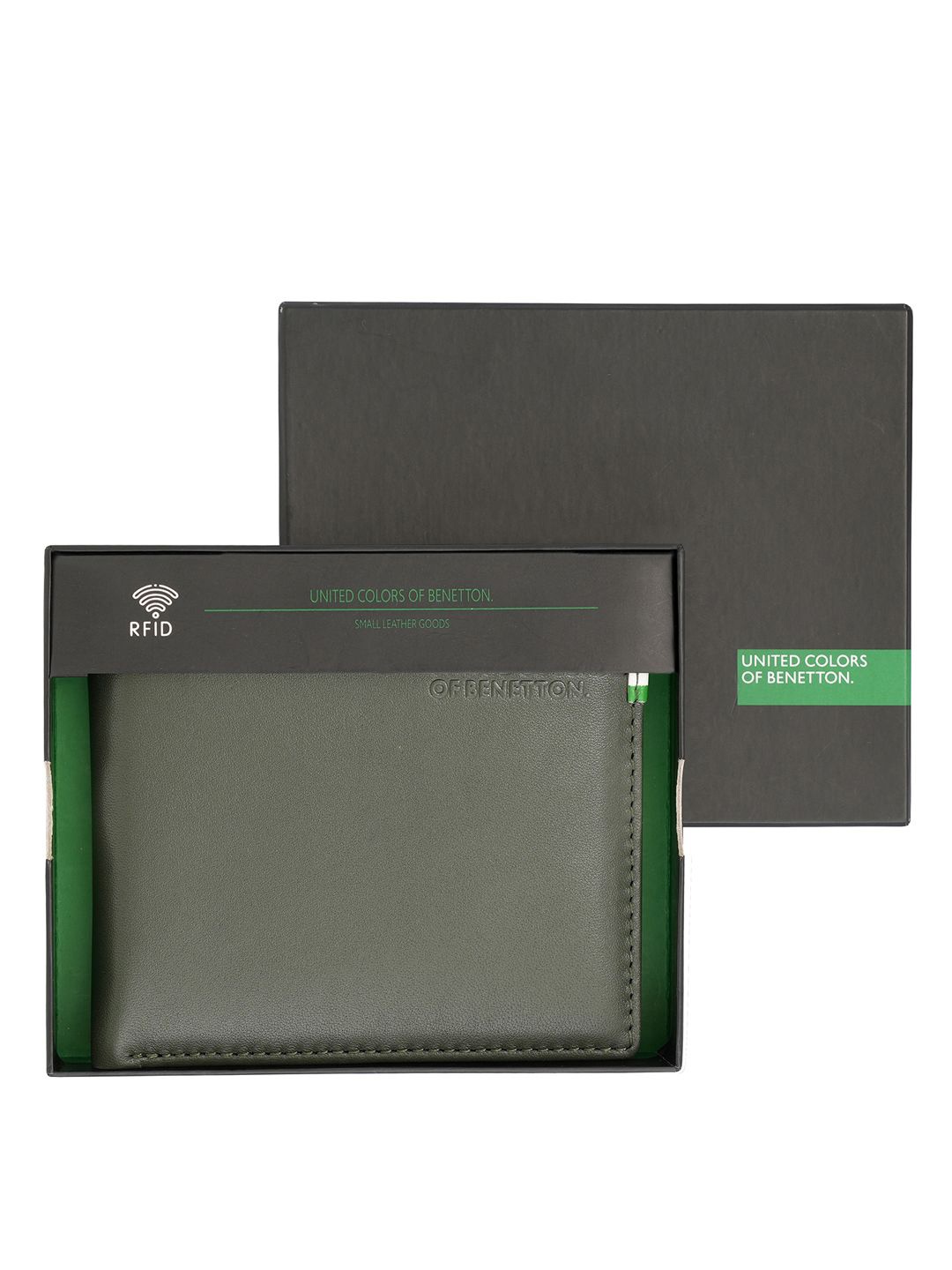 

United Colors of Benetton Men Leather Two Fold Wallet, Olive