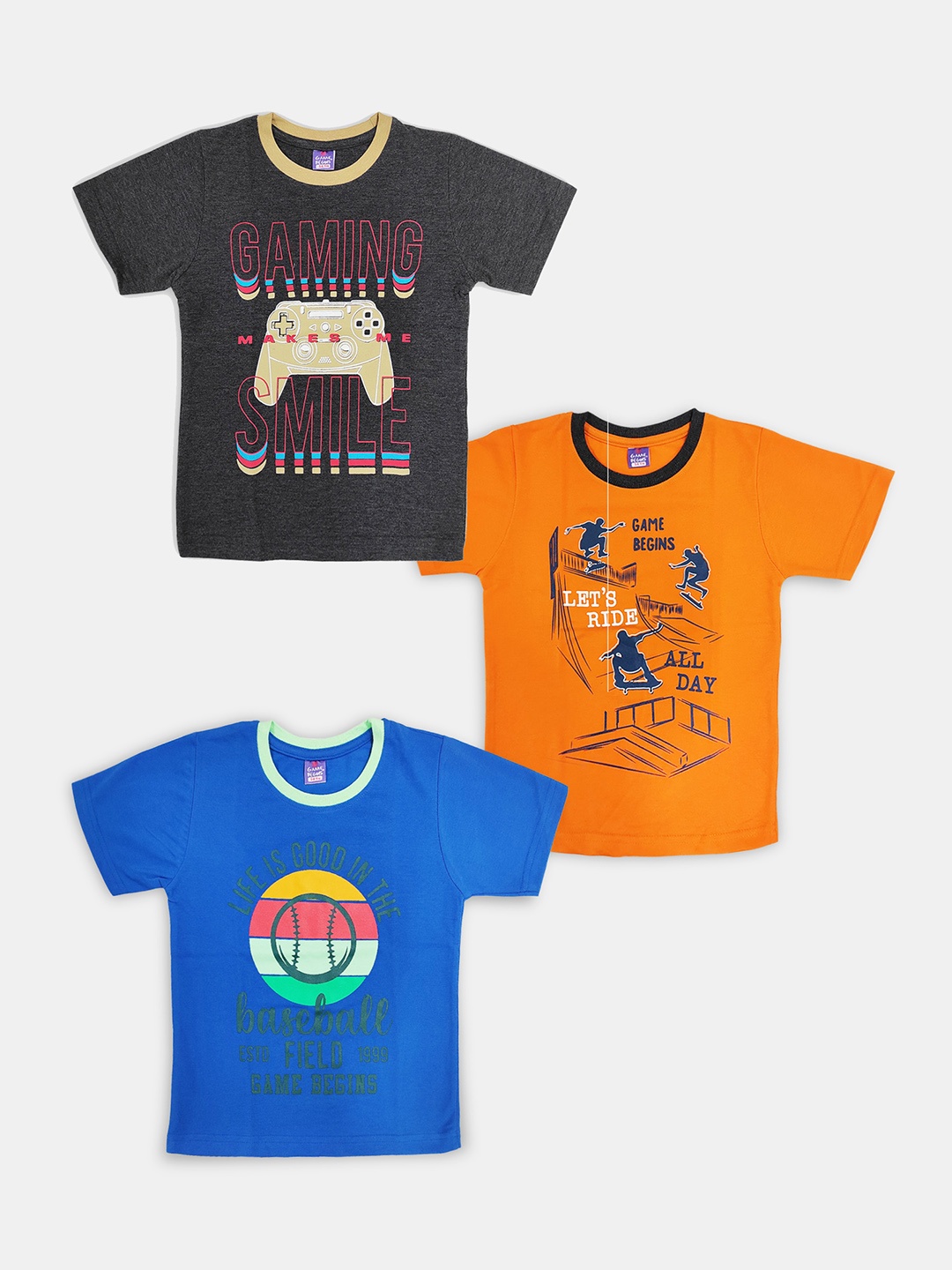 

Here&Now X Game Begins Boys Set of 3 Assorted Printed T-shirts