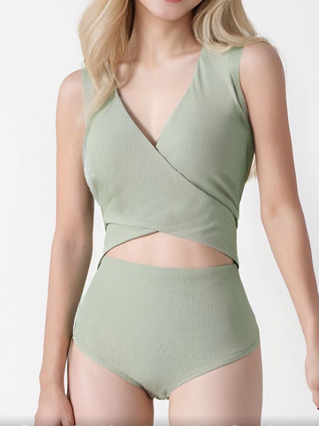 

StyleCast V Neck Bodysuit, Green