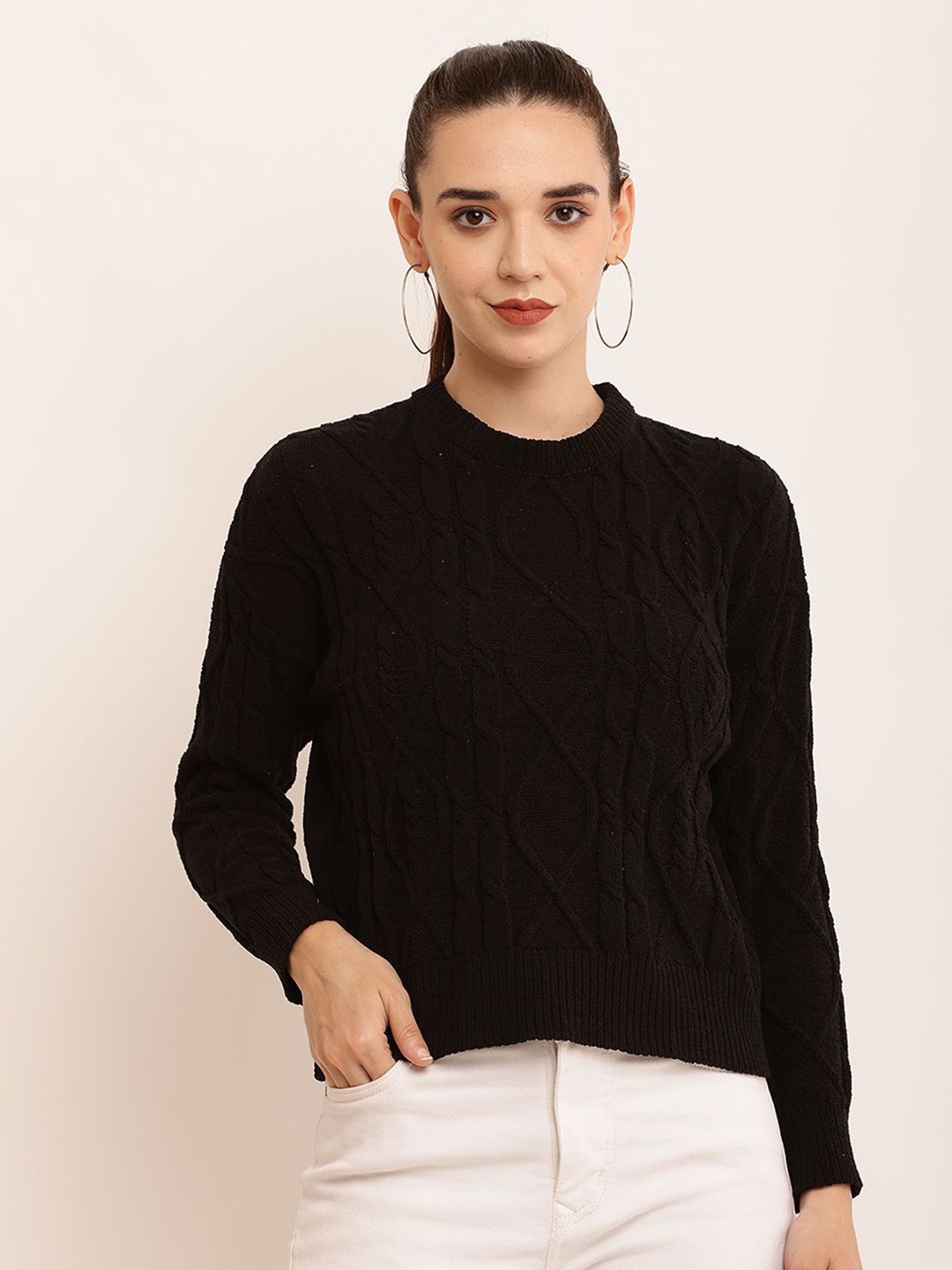 

NoBarr Women Cable Knit Sweater Vest, Black