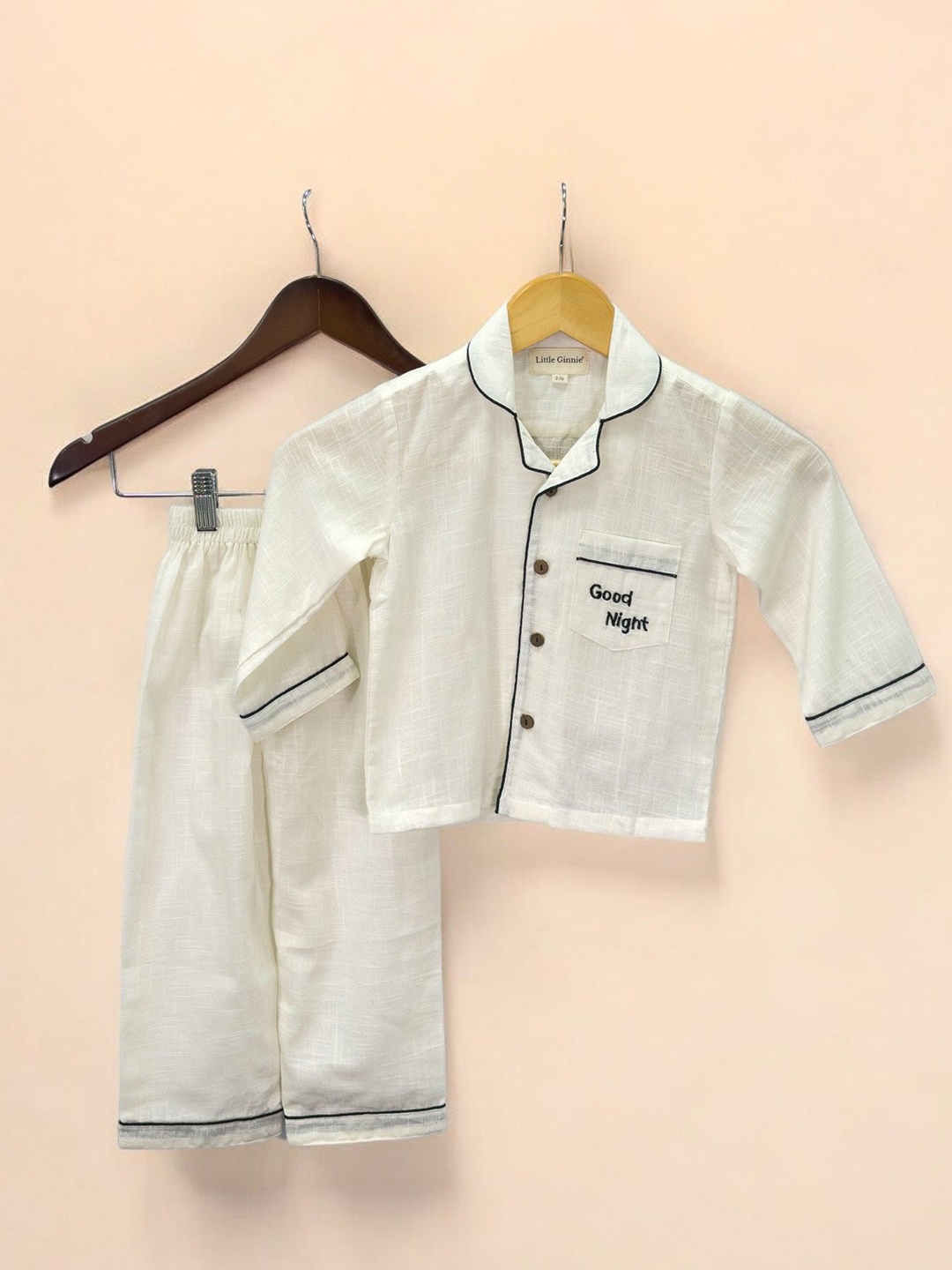 

LITTLE GINNIE Unisex Kids Solid Night Suit, White