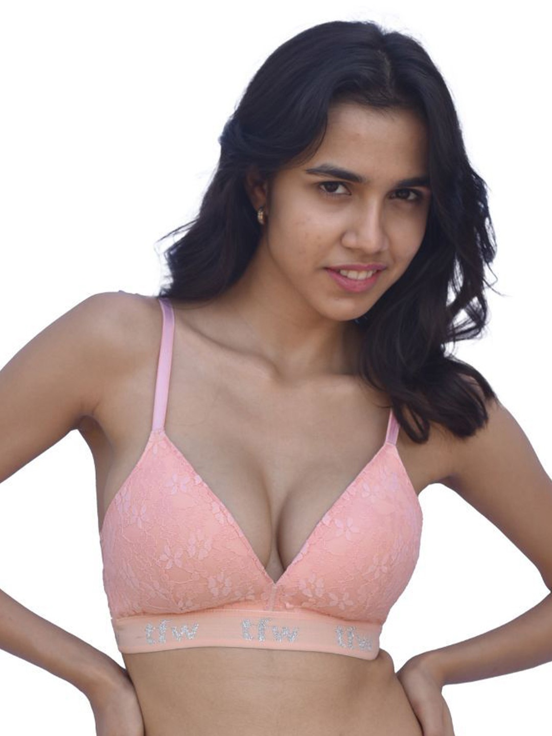 

TFW Floral Everyday Full Coverage Lightly Padded bra, Peach