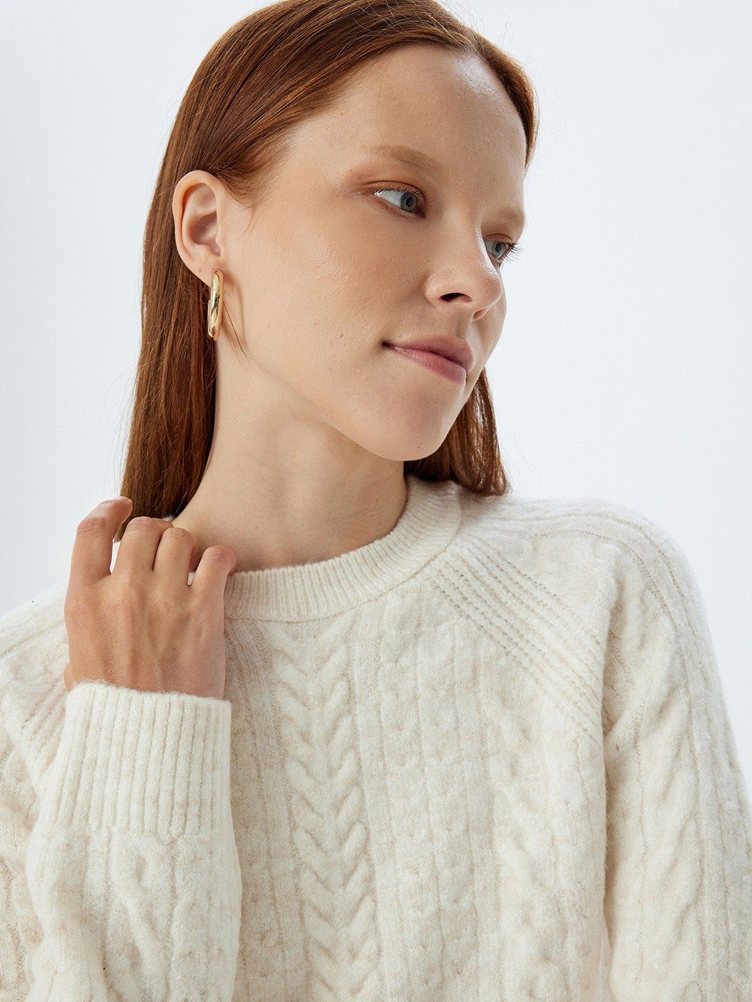 

Koton Women Cable Knit Pullover, White