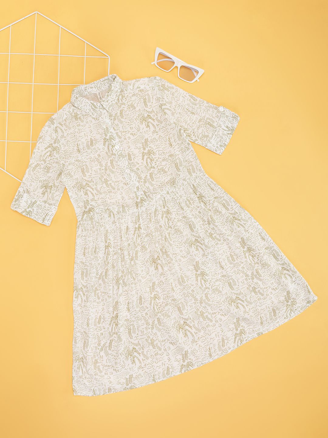 

Pantaloons Junior Girl Print Fit & Flare Dress, White