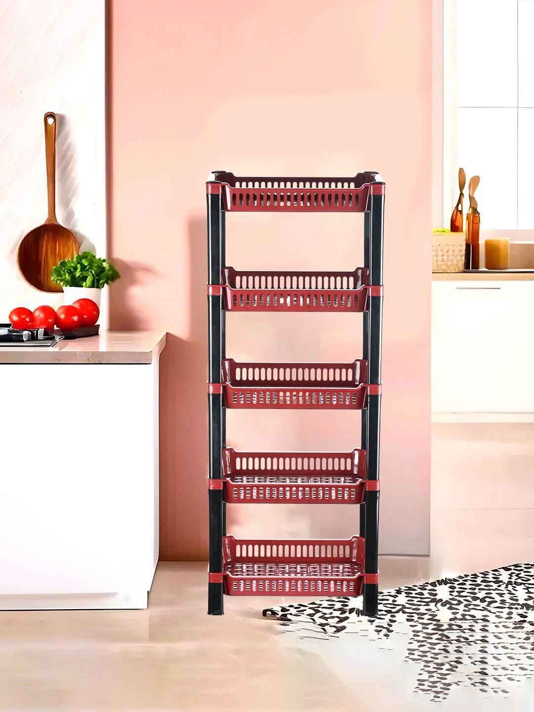 

Kuber Industries Maroon Long Lasting 5 Tier Kitchen Organiser