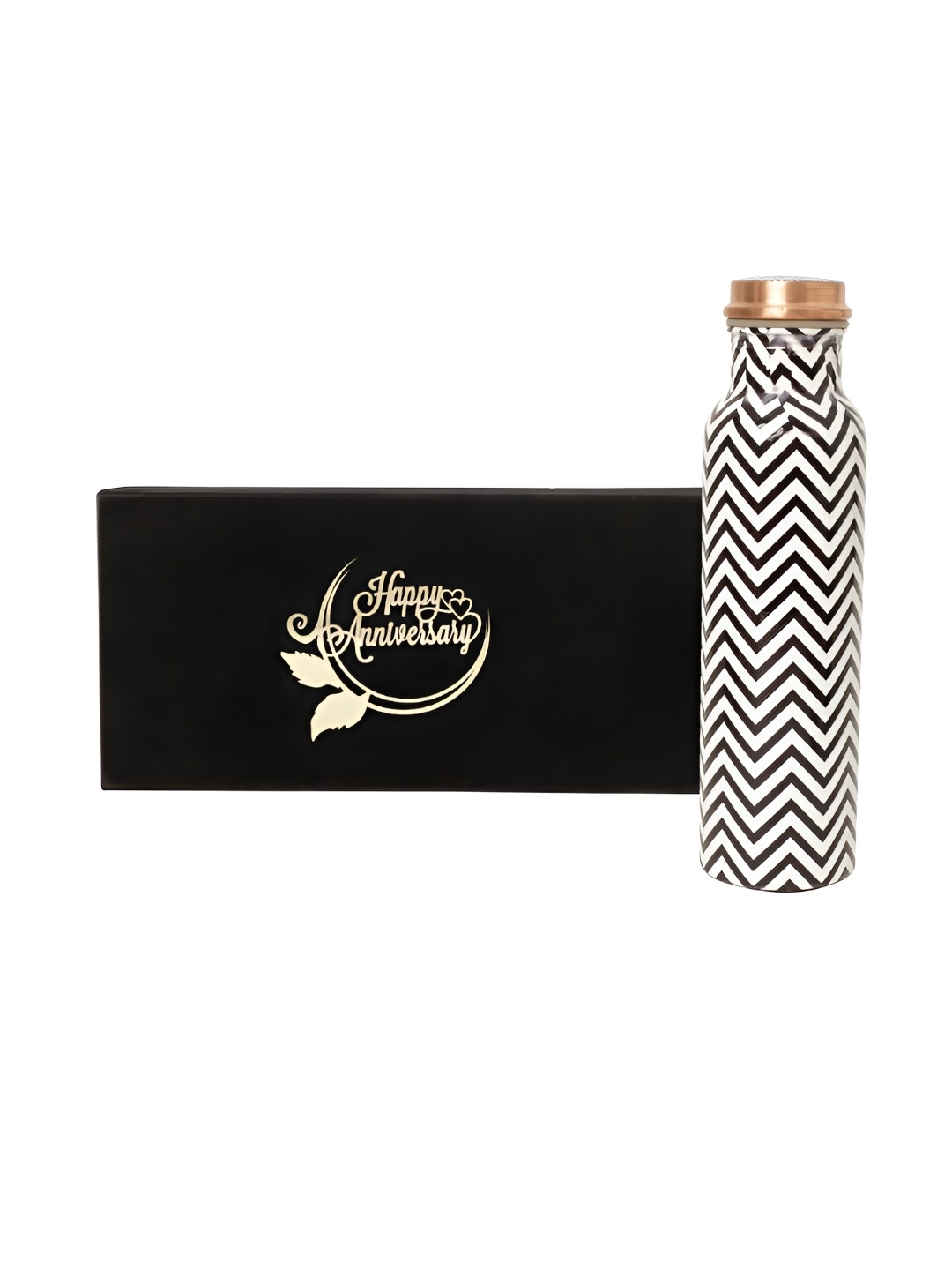 

INTERNATIONAL GIFT White & Black Printed Copper Water Bottle 1 L
